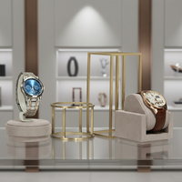 Ensemble d'accessoires pour présentation de montres, support de montre en microfibre grise et métal doré pour bijouterie, exposition