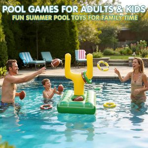 2-in-1 <b>Inflatable</b> Football Goal & Ring Toss Game Set <b>for</b> <b>Pool</b> & Backyard - Product Image 5