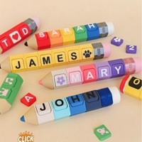 Clés de clavier en forme de crayon avec lettres de l'alphabet imprimées en 3D, jouet anti-stress clicker, porte-clés en PLA
