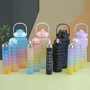 Custom 4 PCS in 1 Set 3.3L Gradient Color Motivational Hiking Water Bottle  with Straw Lid Large Capacity - China Mug and Ceramic Mug price