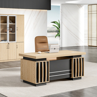 Prix de gros de Sanxin Chine Table de bureau de patron en forme de L Table de bureau de direction avec Table d'appoint