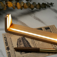 Lampe de nuit moderne en bois LED en forme de U 3D avec variateur d'intensité et interrupteur, certifiée FCC, lampe de table pour la décoration de la chambre
