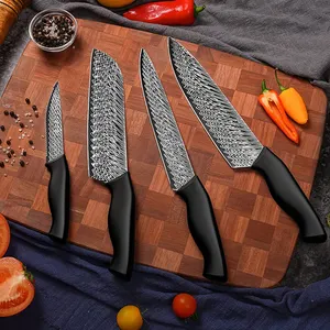 15 Stück Damaskus Laser muster Küchenmesser set Antihaft-Schwarz beschichtung messer block mit Messers chärfer block
