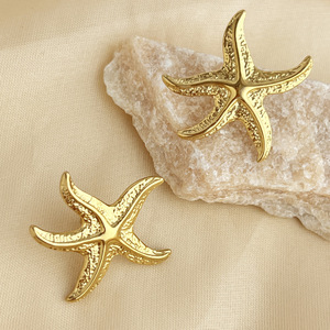 Été Femmes Plaqué Or Style Océan Plage Bord de Mer Vacances Étoile de Mer Boucles d'oreilles Femmes Mignon Étoile de Mer Boucles d'oreilles Bijoux Cadeaux - Product Image 2