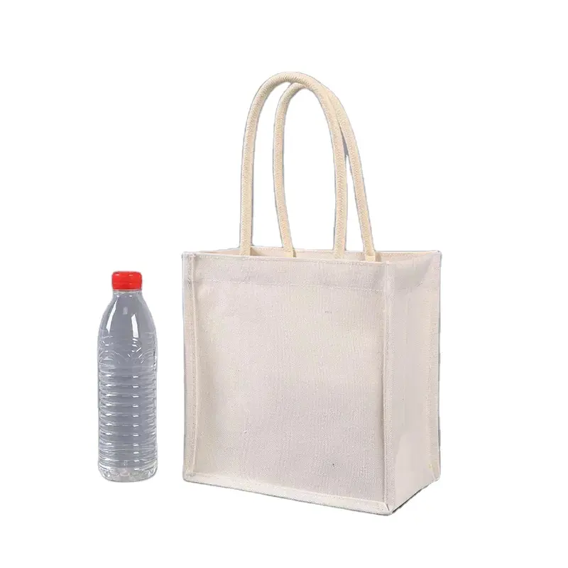 Factory Direct Sale Customized Size White Tote Jute Shopping Bag Large Jute Bags Jute Tote Bags With Custom Printed Logo