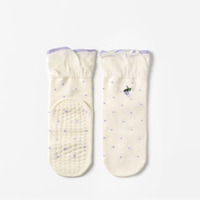 Chaussettes de yoga antidérapantes pour femmes, motif pied-de-poule, fleur de vigne brodée, chaussettes de sport tricotées, chaussettes de Pilates antidérapantes