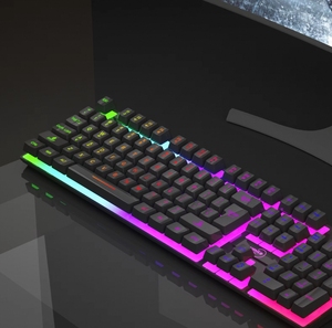 Mini teclado ergonómico para juegos con cable retroiluminado LED RGB multicolor a la moda Teclado Gamer con teclas mecánicas Teclado con cable - Product Image 2