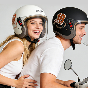 <span class=keywords><strong>Caschi</strong></span> Moto 3/4 Retrò Open Face per <span class=keywords><strong>Vespa</strong></span> e Scooter con Visiera Trasparente per Uomini e Donne - Product Image 1