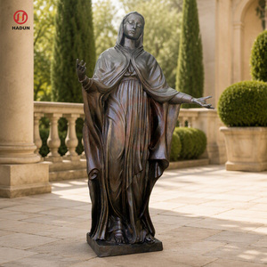 Statua in Bronzo della Donna dell'Apocalisse a Grandezza Naturale con Corona a Dodici Stelle e Braccia Aperte, Decorazione Gotica per Cattedrale e Chiesa - Product Image 3