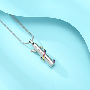 Jijd1016 cilindro avvolto a farfalla in acciaio inossidabile gioielli di cremazione animale umano cenere ciondolo ricordo - Product Image 5