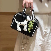 Handgemaakte delicate PU lederen Dalmatische hond 3D gevlekte sleutelhangerriem Tulpvormige fruit-ananas design rugzakken tassen