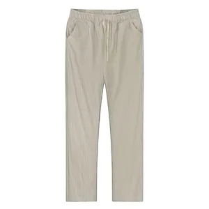 Respirant couleur unie nouveau Fitness Streetwear décontracté taille moyenne plat avant motif droit S-3XL automne hommes coton <span class=keywords><strong>lin</strong></span> <span class=keywords><strong>pantalon</strong></span> - Product Image 1