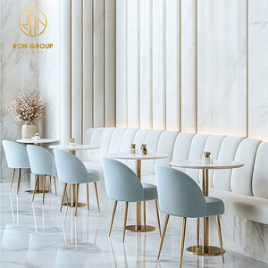 โต๊ะและเก้าอี้ร้านอาหารทรงกลมครึ่งวงกลมหินอ่อนสีขาว เฟอร์นิเจอร์ร้านกาแฟ โซฟา ที่นั่งแบบบูธ - Product Image 2