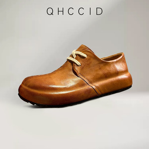 Chaussures Derby en cuir véritable pour hommes Qhccid, talon bas, semelle en caoutchouc, chaussures habillées décontractées rembourrées, pour un usage quotidien - Product Image 3