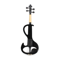 Violon électrique noir massif à prix de gros avec accessoires en ébène, étui, archet et cordes