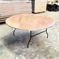 6 ft runder sperrholz-trestel klapptisch mit metallrand