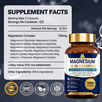 Capsules végétariennes populaires 12-en-1 Complexe Oméga Magnésium avec mélange minéral à spectre complet pour la densité osseuse des adultes et le soutien à long terme