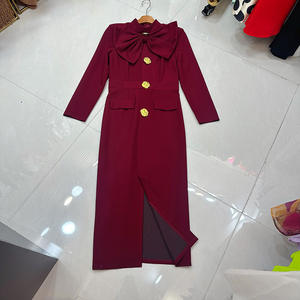 Design Casual da donna vestito da donna monopetto fibbia in oro a <span class=keywords><strong>fila</strong></span> collo alto tridimensionale elegante Modulare Party - Product Image 5