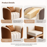 Fauteuil simple commercial, siège rembourré de luxe léger pour bureau, hôtel, hall d'accueil