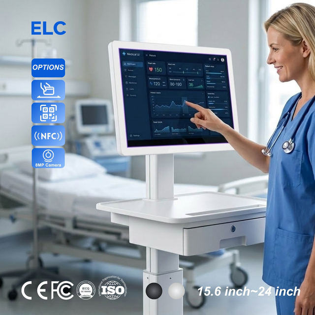 15.6" 21.5" 24" Inch Medical Touch Screen Monitor with White Seamless Bezel for Hospital Nursing Cart and EHR System
