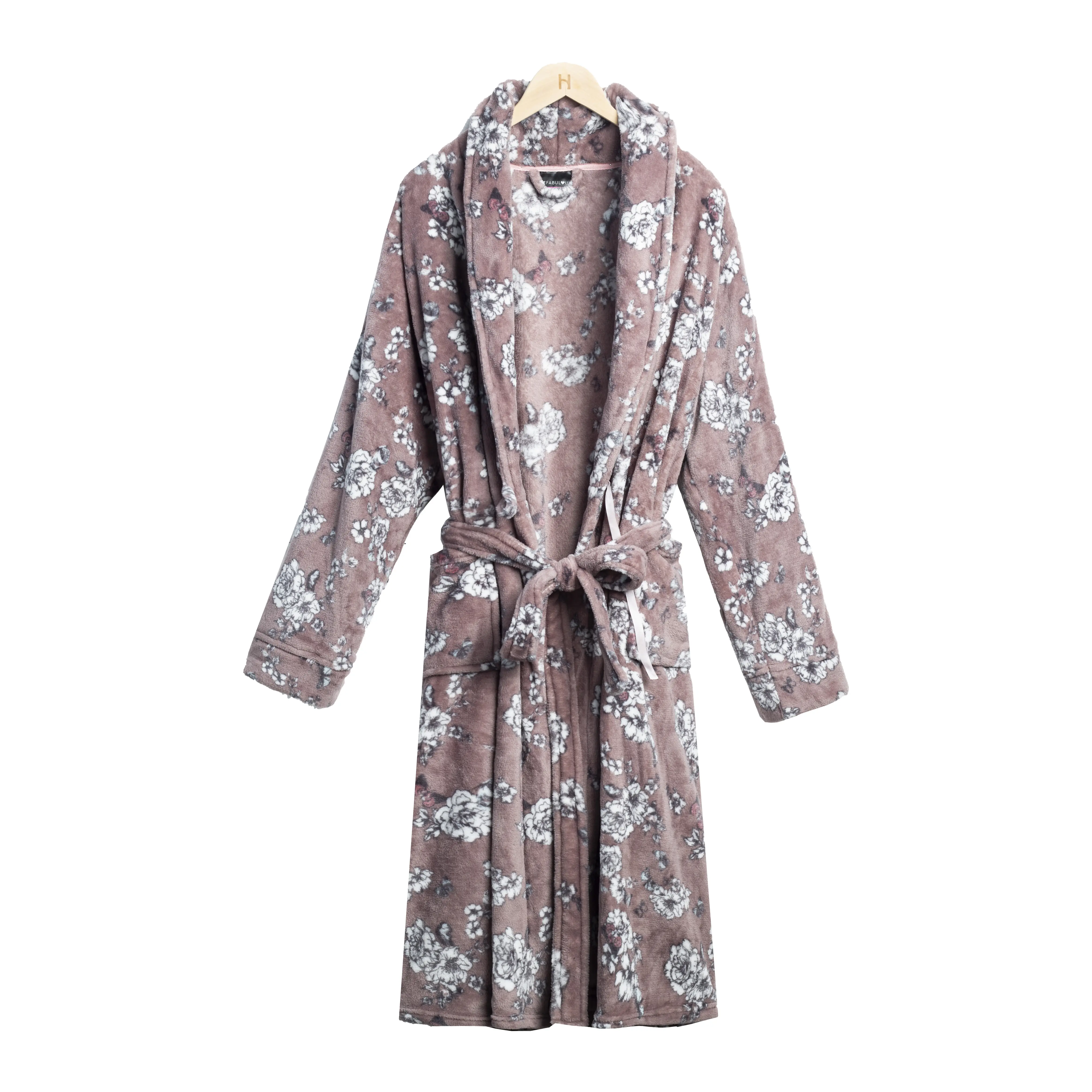 Pajama Women's Plush Fleece Long Bathrobes printed Robes factory wholesaler coral flannel
