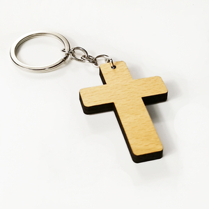 Special Sale Beechwood Cross Keychain with Customizable Size & Logo Natural Material for Home & Business Decor