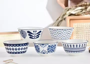 Japanse Stijl 4.5 Inch Handgeschilderde Kom Cadeau Set Onderglazuur Huishoudelijke Rijstkom Keramisch Servies - Product Image 6