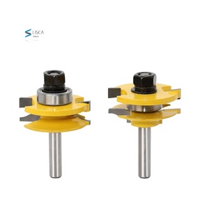 L-N003 8# 2 Bits Rail & Stile Router Bit Set  Bevel -1/2" Shank Door Knife Woodworking Cutter Tenon Cutter - Product Image 1