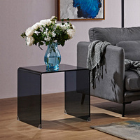 Table Basse Courbe Carrée de Luxe pour Hôtel, en Verre Trempé Transparent, pour Salon, Table d'Appoint Moderne