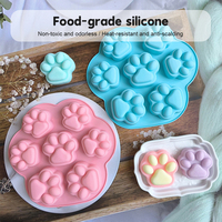 7 agujeros pata de perro pastel Fondant molde de silicona BPA moldes de silicona para hornear para DIY Chocolate caramelo hielo comida para bebé bandeja para hornear