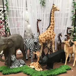 Support personnalisé Nouveau produit Jungle Thème Prop Location Résine Artisanat Fibre de verre Grand Safari Animal Statue Fourniture Taille réelle