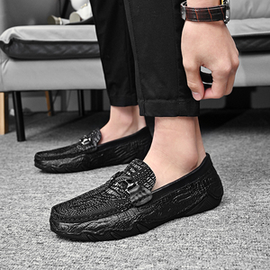 Mocassins Gommino Penny pour hommes en <span class=keywords><strong>cuir</strong></span> de vachette véritable, à boucle métallique, motif crocodile embossé, à rayures, faits main, à enfiler, coupe basse - Product Image 5