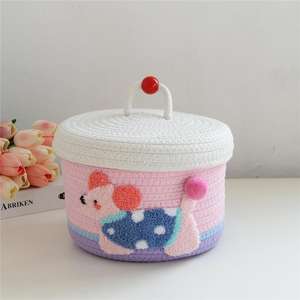 Panier de rangement en tissu de corde de coton pliable pour organiser les vêtements de bébé, décoratif <span class=keywords><strong>à</strong></span> la main, tissé, pour cadeaux - Product Image 4