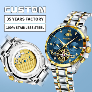 Montre <span class=keywords><strong>de</strong></span> luxe pour homme, automatique, mécanique, tourbillon, acier inoxydable, étanche 5 BAR, sport, phase lunaire, mouvement Hangzhou - Product Image 2