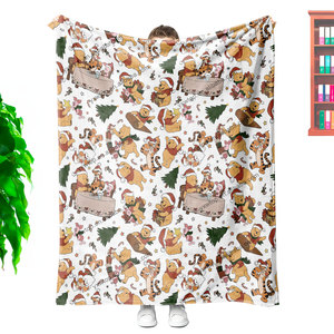 Mới In Giáng Sinh Phim Hoạt Hình Gấu Bé Thoải Mái In Sang Trọng Xmas Chăn Mùa Đông Tùy Chỉnh Điều Hòa Không Khí Sofa Chăn - Product Image 1