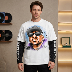 Men's <b>White</b> Oversized T-<b>Shirt</b> With Photo Print Portrait Contrast Trim Street Style <b>Short</b> <b>Sleeve</b> O-Neck Jersey Cotton - Product Image 6