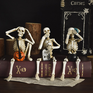 Calavera personalizada no Hear See Speak No Evil Figuritas Conjunto <span class=keywords><strong>de</strong></span> tres <span class=keywords><strong>esqueleto</strong></span> <span class=keywords><strong>humano</strong></span> estatua <span class=keywords><strong>de</strong></span> calavera <span class=keywords><strong>de</strong></span> juguete decoración decorativa <span class=keywords><strong>de</strong></span> Halloween - Product Image 1