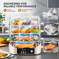 Steamer Listrik Multifungsi Rumah Tangga Terlaris Kapasitas Besar 22 Liter 3 Lapis Kontrol Digital 1200W Pengamanan Auto-Off