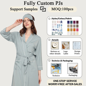 Albornoz de Verano al por Mayor, Albornoz de Lujo para <span class=keywords><strong>el</strong></span> Hogar, Colores Personalizados, Albornoces Elegantes y Suaves para <span class=keywords><strong>Mujer</strong></span>, Ropa de Dormir de Bambú - Product Image 5