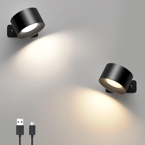 Cordless <strong>USB</strong> Rechargeable <strong>LED</strong> Wall Sconce ABS Magnetic <strong>Ball</strong> <strong>Lighting</strong> 3 Brightness Levels Touch Control Bedroom Battery Operated - Product Image 1