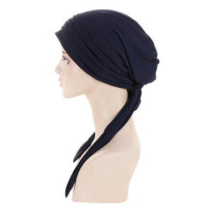 Vente en gros de turbans extensibles de couleur unie Yuyun, foulards de tête décontractés pour tous les jours, <span class=keywords><strong>protection</strong></span> des <span class=keywords><strong>cheveux</strong></span> pour femmes musulmanes, bonnets de <span class=keywords><strong>nuit</strong></span> en soie - Product Image 4