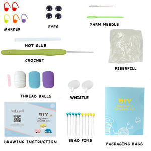 Kit d'apprentissage DIY en laine <span class=keywords><strong>crochet</strong></span>ée à la main, 2 pièces, nouveau, style adorable Poisson-globe anglais, pour les 7-12 ans et 12 ans et plus - Product Image 3