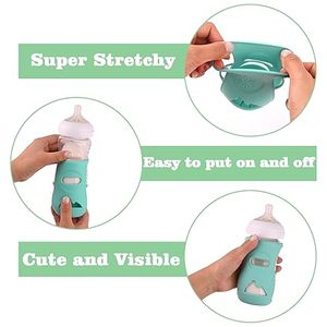 Housse de protection en silicone anti-casse pour bouteille d'eau avec support antidérapant pour bébé, étui extensible pour bouteille en verre pour enfants - Product Image 3