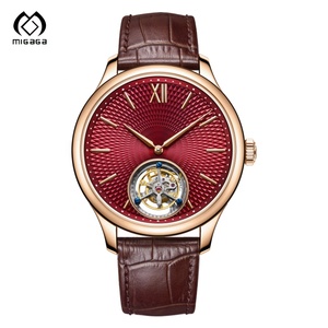 Montres mécaniques automatiques avec logo personnalisé, bracelet en cuir, squelette, véritable <span class=keywords><strong>tourbillon</strong></span>, pour homme - Product Image 3