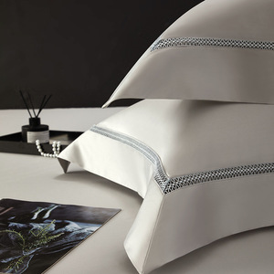 140s Count Long Staple Cotton Satin Four Piece <b>Bedding</b> <b>Set</b> 1.8m Bed Light Luxury Solid Color All Season Breathable - Product Image 3