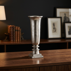 Traditional Silver Tabletop Vase Handmade Metal Flower Vase for Home Decor Centerpiece - Product Image 3