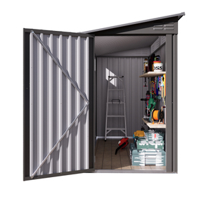 Caseta de Almacenamiento Exterior de 4x9 Pies, de Acero Galvanizado, para Herramientas de Jardín, con Puerta con Cerradura, Impermeable, para Patio Trasero - Product Image 1