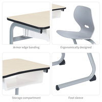 Meubles scolaires personnalisables directement du fabricant, bureau ergonomique réglable en hauteur, chaise d'étude pour étudiants, table d'étude pour bibliothèque