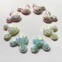 Applique en tissu PU rembourré 3D à coudre, motif tête de Mickey Mouse à sequins, design personnalisé, vente en gros, prix abordable, pour chapeau