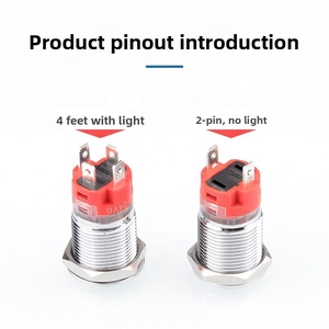 Küçük Yüksek Akımlı IP65 Su Geçirmez Pirinç Paslanmaz Çelik Düğme Anahtarı 12mm Işıklı Kendinden Kilitlemeli Kendinden Sıfırlamalı Güç Başlatma - Product Image 2